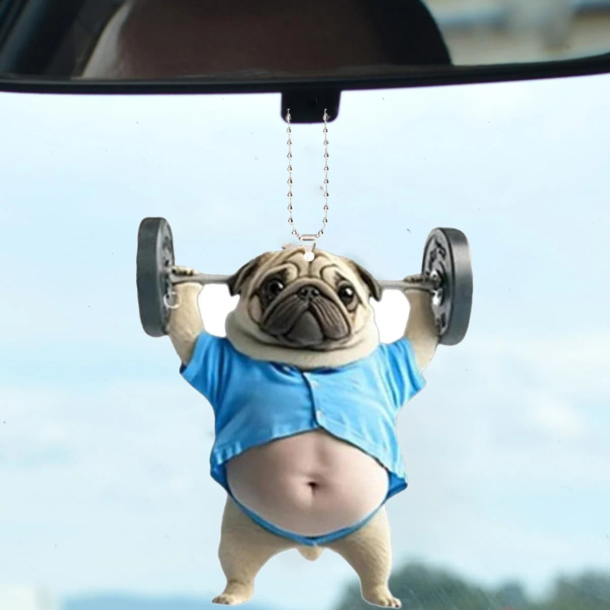 Adorable carlin en acrylique pour rétroviseur de voiture, accessoire 2D mignon, pendentif pour chiot, porte-clés, breloques pour sacs à dos de voiture