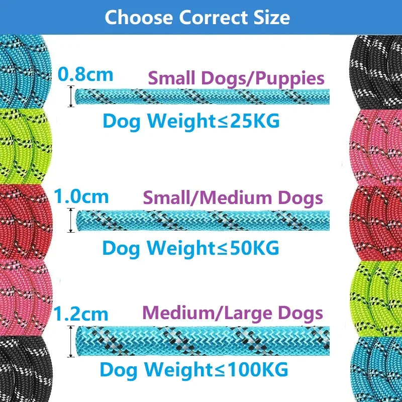 120/150/200/300CM Laisses solides pour chiens Laisse pour chien à poignée douce Laisse renforcée pour petits chiens et moyens, grands Fournitures pour grands chiens
