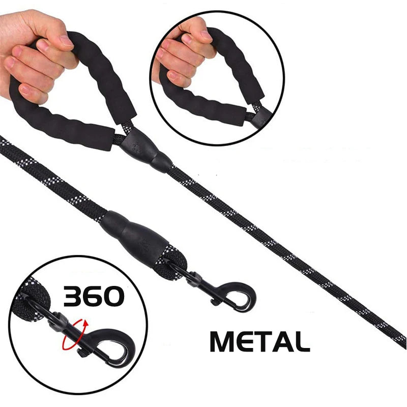 120/150/200/300CM Laisses solides pour chiens Laisse pour chien à poignée douce Laisse renforcée pour petits chiens et moyens, grands Fournitures pour grands chiens