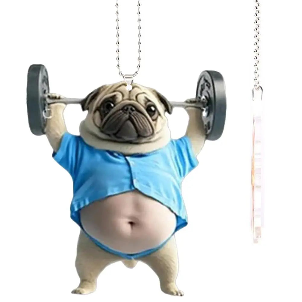 Adorable carlin en acrylique pour rétroviseur de voiture, accessoire 2D mignon, pendentif pour chiot, porte-clés, breloques pour sacs à dos de voiture